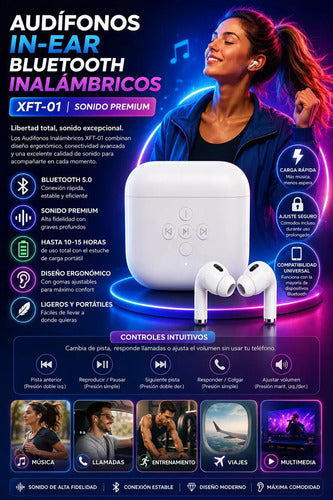 Audífonos In-ear Bluetooth Inalámbricos Blancos Con Estuche De Carga Y Sonido Premium Blanco