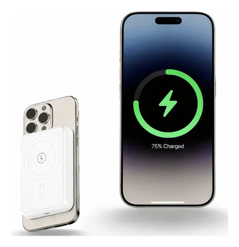 Power Bank Magnético Inalámbrico De 10000mah Con Carga Rápida 22.5w Para iPhone Magsafe Y Android Blanco