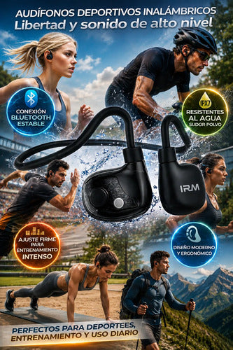Audífonos Deportivos Irm S19 Bluetooth Impermeables Negro