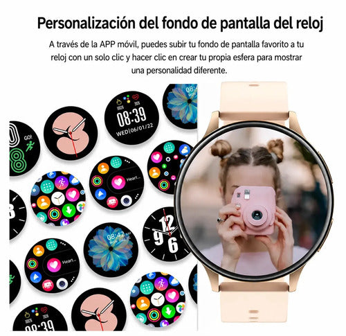 Smartwatch Diegmark Active2 Dorado Sport, Reloj Inteligente Con Llamadas, Monitor Cardíaco Y Actividad Para Android Y Ios Hebilla Beige Negro