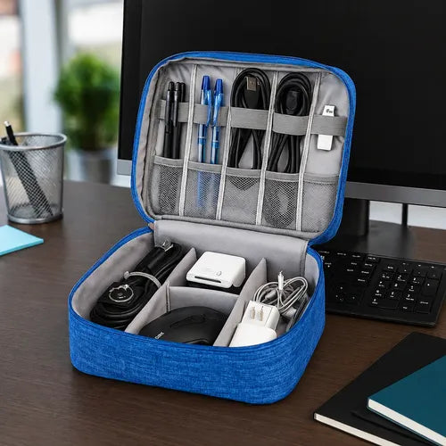 Bolso Organizador Viaje Para Cables Electrónicos Accesorios Azul