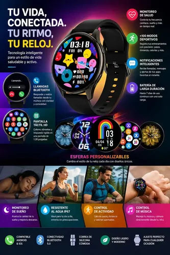 Smartwatch Diegmark Active 2 Con Llamadas Y Pantalla Hd Para iPhone Y Android Marrón Metalizado Hebilla Negro