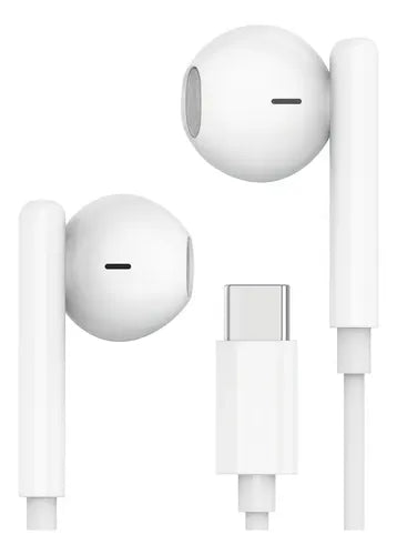 Audífonos Alámbricos Tipo C Para iPhone 15, 16 Y 17 Blancos Micrófono In-ear Negro