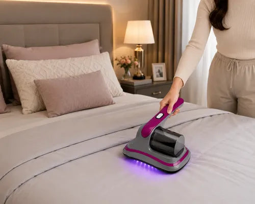 Aspiradora Potente Anti-ácaros Para Colchón Sofà Con Luz Uv Gris