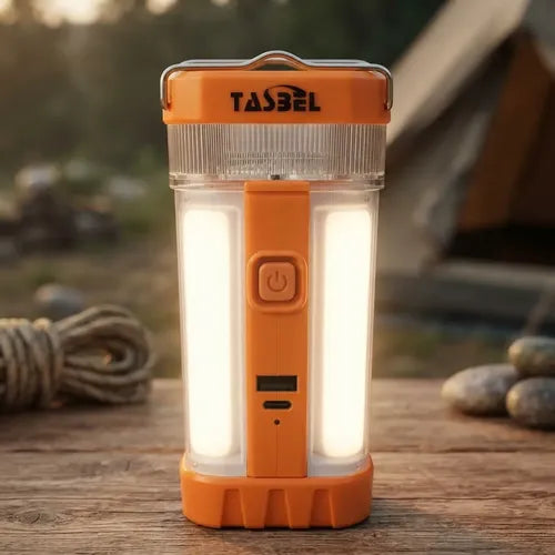 Lámpara Solar Led Camping Linterna Recargable Multifunción Naranja