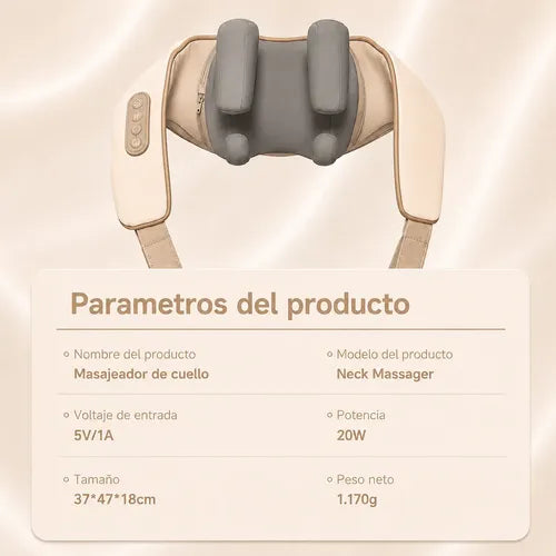 Masajeador Cervical De Cuello Hombros 20w Portátil Recargabl Beige
