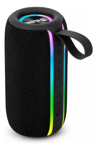 Parlante Portátil Bluetooth Musyl Em-3 Con Luces Led Y Radio Fm Para Fiestas Negro
