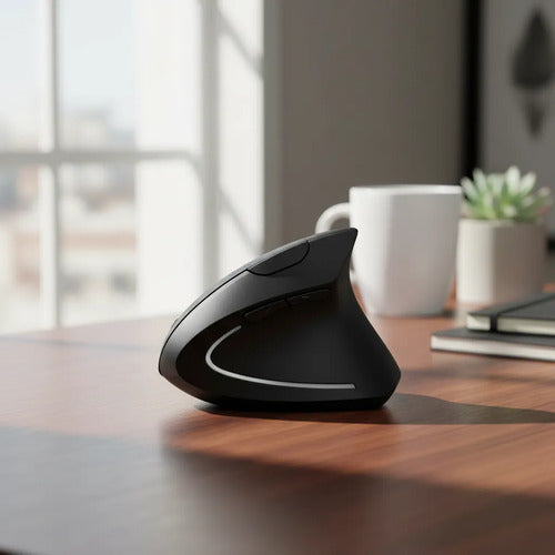 Mouse Vertical Inalámbrico Ergonómico Dpi Ajustable 6 Botone Negro