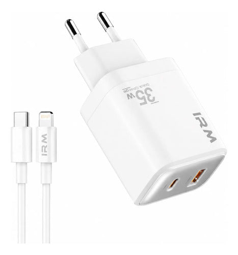 Cargador 35w Carga Rápida 2 Puertos Compatible Con iPhone Blanco