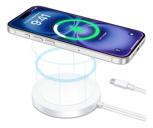 Kit Cargador Magnético Inalámbrico 15w Con Adaptador 35w Para iPhone Y Samsung Compatibles Con Carga Inalámbrica Y Compatibles Con Magsafe Blanco