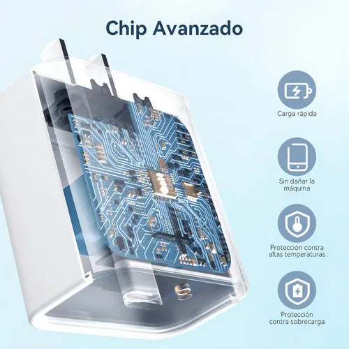 Kit Cargador Magnético Inalámbrico 15w Con Adaptador 35w Y Compatible Con iPhone 8, X, Xr, Xs, 11, 12, 13, 14, 15 Y 16 Pro Max Compatible Blanco