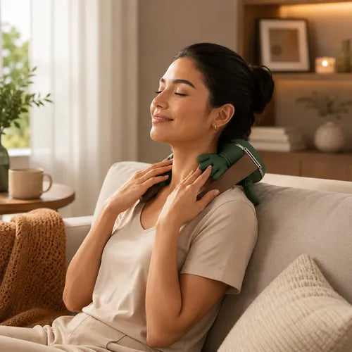 Masajeador Tensión Cervical Recargable Para Cuello Y Hombos Verde Musgo