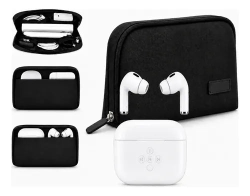 Kit Audífonos Inalámbricos Earbuds Con Bolso Organizador Blanco/negro