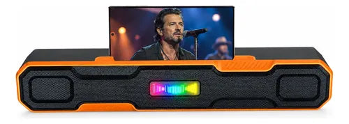 Barra De Sonido Bluetooth 10w Recargable 1200mah Stereo Naranja/negro