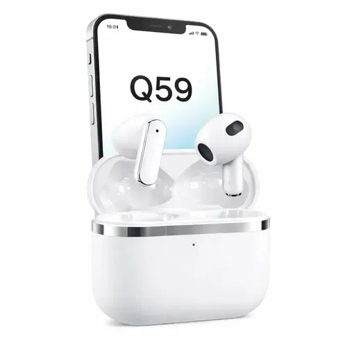 Audífonos In-ear Inalámbricos Q59 Bluetooth 5.49 Con Estuche De Carga Tipo C Blanco