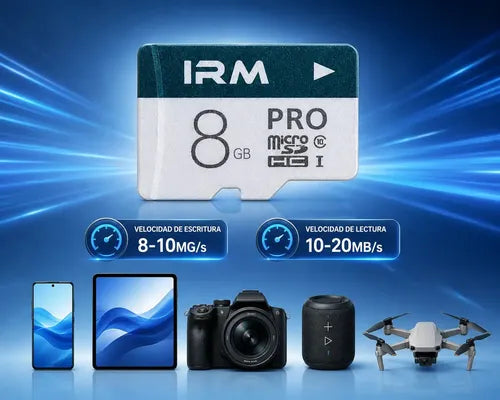 Tarjeta Micro Sd Irm 8 Gb Clase 10 Con Adaptador Para Celulares Y Cámaras