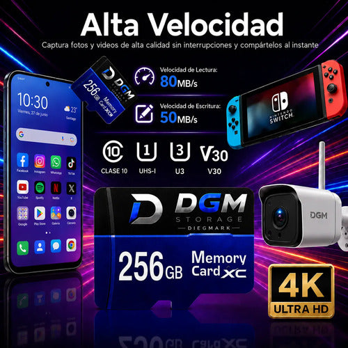 Tarjeta De Memoria Micro Sdxc 256gb Clase 10 Uhs-i U3 V30 4k