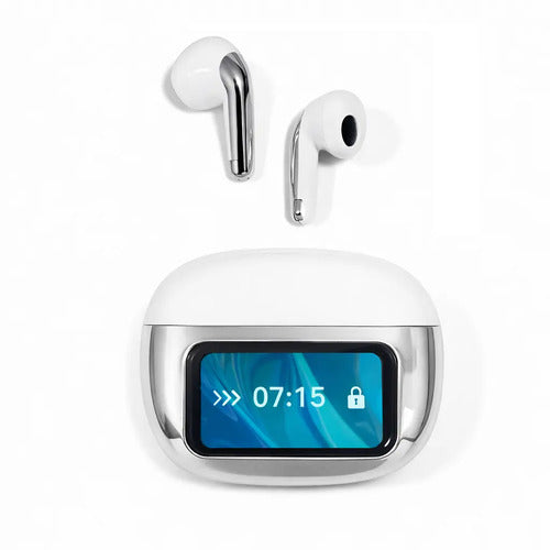 Audífonos Inalámbricos T-41 Con Pantalla Táctil Y Sonido Potente Para Deporte Blanco/plata