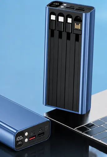 Powerbank 20000mah Carga Rápida Luz Led Cables Integrados