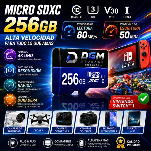 Tarjeta De Memoria Micro Sdxc 256gb Clase 10 Uhs-i U3 V30 4k
