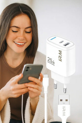 Cargador Rápido De Pared 25w Con Cable Tipo C Compatible Con Samsung Galaxy Y Android Blanco