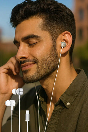 Audífonos In-ear Diegmark Tipo C Para Xiaomi Y Redmi Con Micrófono Y Sonido Hd Blanco