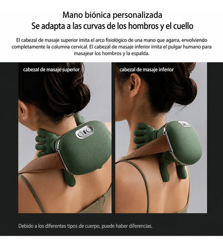 Masajeador Tensión Cervical Recargable Para Cuello Y Hombos Verde Musgo