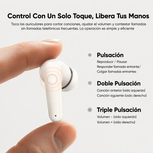 Audífonos Inalámbricos Tws Manos Libres Estuche De Carga Beige