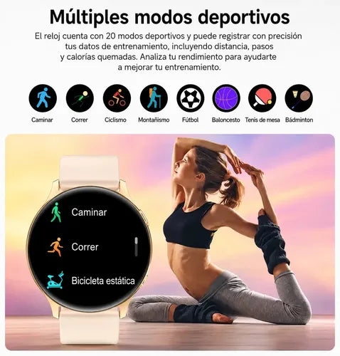 Smartwatch Diegmark Active2 Dorado Sport, Reloj Inteligente Con Llamadas, Monitor Cardíaco Y Actividad Para Android Y Ios Hebilla Beige Negro