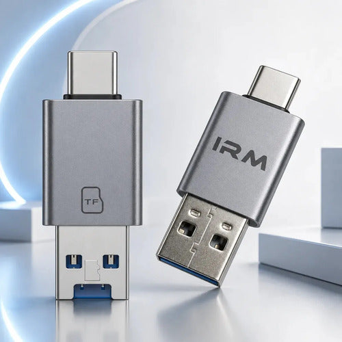 Lector De Tarjetas De Memoria Tf Micro Sd Irm Conectores Usb C Usb Multifunción Transferencia Rápida De Datos Diseño... Gris