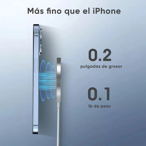 Kit Cargador Magnético Inalámbrico 15w Con Adaptador 35w Y Compatible Con iPhone 8, X, Xr, Xs, 11, 12, 13, 14, 15 Y 16 Pro Max Compatible Blanco