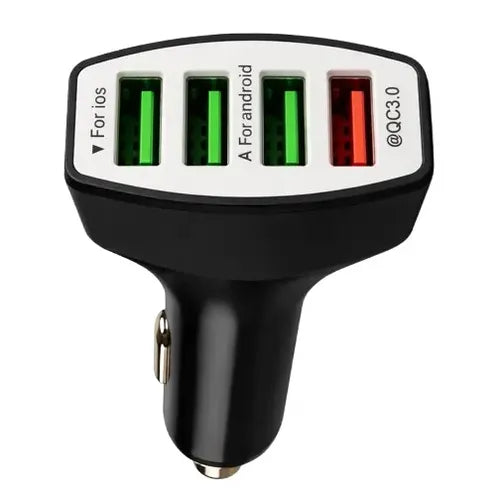 Cargador De Auto Diegmark De Carga Rápida Con 4 Puertos Usb-a Y Tecnología Qualcomm Quick Charge 3.0 Negro