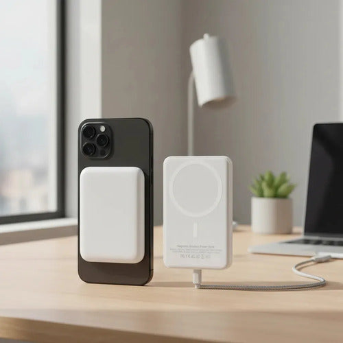 Power Bank Magnético De 5000 Mah Para iPhone Series, Carga Inalámbrica Y Rápida Con Usb-c Blanco