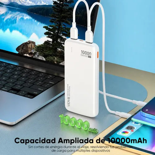 Power Bank 10000mah Portátil Carga Rápida Compacto Y Ligero Blanco