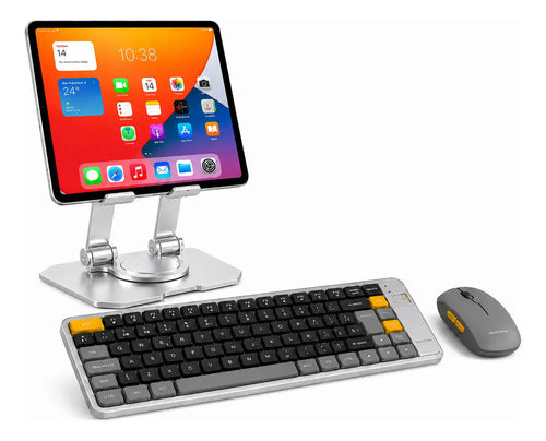 Kit Para Tablet De Teclado Y Mouse Gamer + Soporte Metálico Gris/negro Gris Oscuro