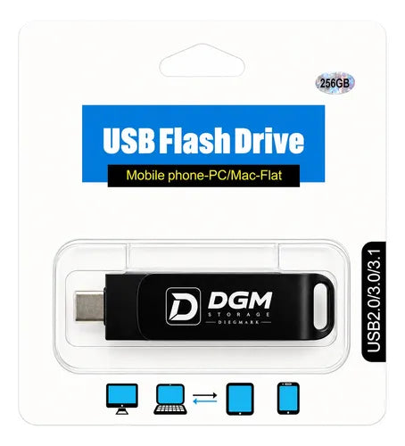 Pendrive Flash Drive Otg 128gb Usb Usb-c 3.1 Alta Velocidad Negro Otg Dual Usb-c Usb-a