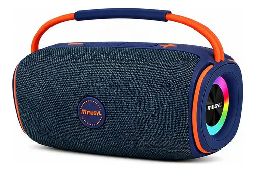 Parlante Bluetooth 10w Luces Rgb Recargable Radio Fm Tws Azul Marino