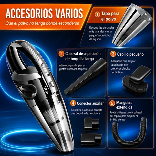 Aspiradora De Mano Inalámbrica 120w Para Auto Hogar Recargab Negro