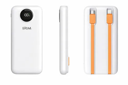 Power Bank Irm Ir49 De 10000 Mah Con Carga Rápida Y Cables Integrados Para iPhone Y Android Blanco