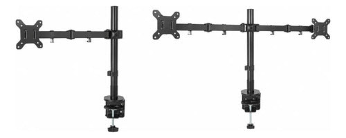 Soporte Doble Articulado Para 2 Monitores Vesa 14 A 32 PuLG Negro