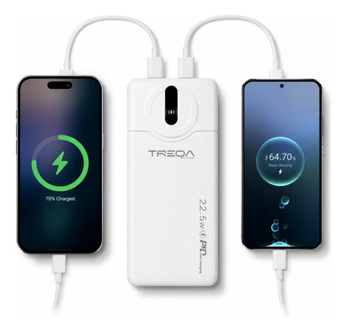 Powerbank 10000mah Carga Rápida Pd20w 22.5w 2 Puertos Usb Blanco