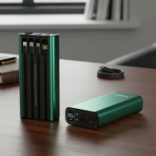 Powerbank 20000mah Carga Rápida Luz Led Cables Integrados