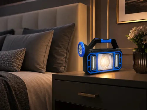 Linterna Solar Multifunción Portátil Luz Led Recargable Usb Blanca/ Amarilla Azul Negro