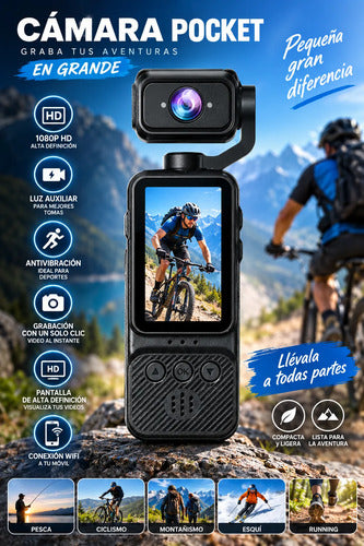 Cámara Deportiva Pocket 1080p Wifi Pantalla Antivibración