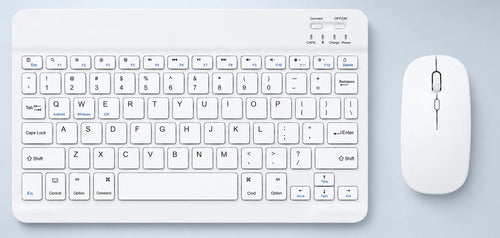 Kit Teclado Y Mouse Bluetooth Para Pc Tablet Y Celular Blanco