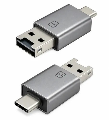 Lector De Tarjetas De Memoria Tf Micro Sd Irm Conectores Usb C Usb Multifunción Transferencia Rápida De Datos Diseño... Gris