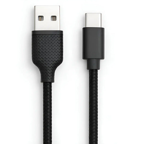 Cable De Carga Datos Usb A Tipo C Nylon Reforzado 1mt Negro Compatible Con Samsung, Xiaomi, Huawei