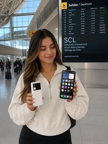 Power Bank Con Carga Rápida Y 3 Puertos Usb Para iPhone, Samsung Y Más - Blanco