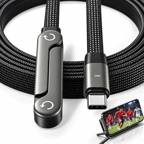 Cable Usb-c Carga Rápida 240w Con Soporte Plegable 2 En 1 Negro