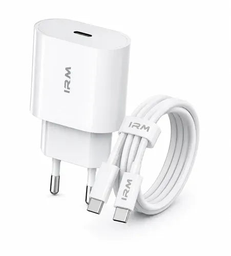 Cargador Rápido Usb-c Irm De Pared Con Cable, Para iPhone 15, 16, 17 Y Samsung Galaxy, Blanco